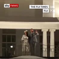Harry and Meghan wave from Fiji balcony