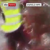 Fireworks launched at police in London