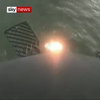Moment SpaceX rocket misses barge, hits water