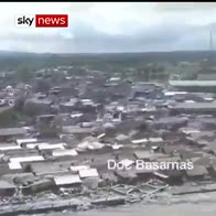 Tsunami damage seen from the air