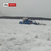 Icebreakers clear freezing Nigara River