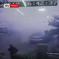 CCTV captures moment building collapses