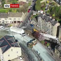 Drone footage of overturned waste lorry