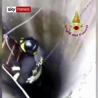 Puppy rescued from a well in Italy