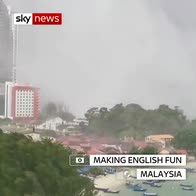 Huge waterspout rips rooftops away in Malaysia
