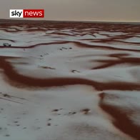 Snowfall filmed in Saudi desert