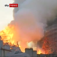 Onlookers gasp as iconic Notre-Dame on fire