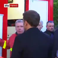 French president Macron visits firefighters