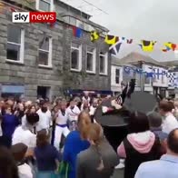 'Obby Oss' dancing in Cornwall parade
