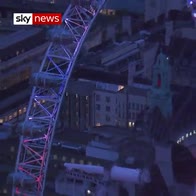 London landmarks light up for Royal baby