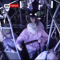 Moment elderly man pushed off bus