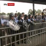 Hong Kong police and protesters face off