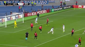 Il gol di Mykolenko al Rennes in Europa League