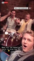 Sir Ian McKellen joins singalong in pub