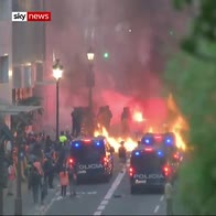 Catalonian protesters clash with police
