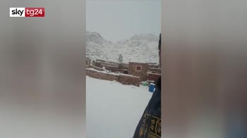 Rare layer of snow in Egypt's Sinai peninsula