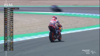 Jerez: Marquez cade, si rialza e prova ad andare...