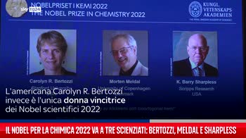 Il Nobel per la Chimica 2022 va a tre scienziati: Bertozzi, Meldal e Sharpless