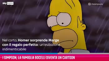 VIDEO I Simpson, la famiglia Bocelli diventa un cartoon