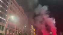 Napoli, fuochi d'artificio sotto l'hotel del Milan